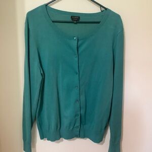 TALBOTS:  Teal Cardigan Sweater Classic Knit